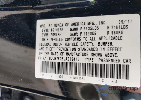 2018 Acura Tlx из США, поврежденный, VIN 19UUB2F35JA009413